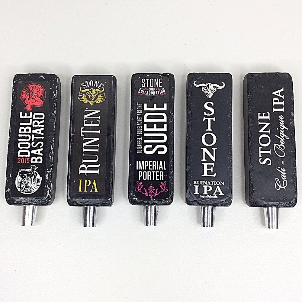 Lot of 5 Stone Brewing Tap Handles Suede RuinTen Smoked Porter Double Bastard